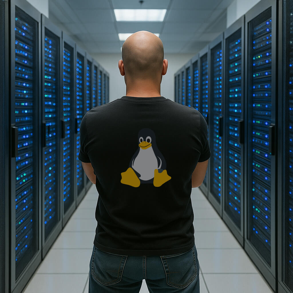 Sys admin facing server room